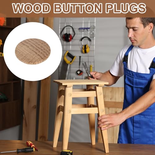 uxcell 20Pcs Wood Button Plugs, 28mm / 1.1" Hardwood Screw Hole Plug Mushroom Wooden Caps Buttons Oak Wood Plug for Furniture Woodworking Craft Decor (35mm x 28mm)