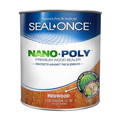 Seal-Once Nano+Poly Wood Sealer and Waterproofer, Redwood, 1 Gallon - color: Redwood, size: 1 Gallon