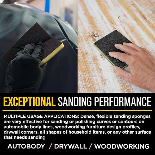 Dura-Gold Sanding Sponge for Wood, Metal, 240 Grit, 4.7" x 3.9", Box of 10 - style: 240 Grit