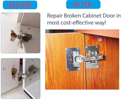 4 Piece Hinge Repair Kit - Cabinet Hinge Repair Plate Stainless Steel Door Hinge Repair Kit for Kitchen Cabinet Hinge Repair Brackets with Mounting Screws and Screwdrivers (4, 3.5"x2") - size: 3.5"x2"