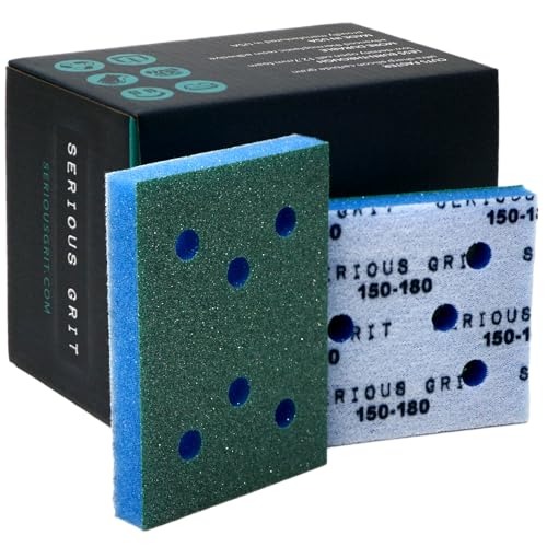 Serious Grit - 3x4 1/2" Foam Sanding Pads - 150-180 Grit Finish - 10 Pack - size: 150-180 Grit, style: 12.7mm Foam