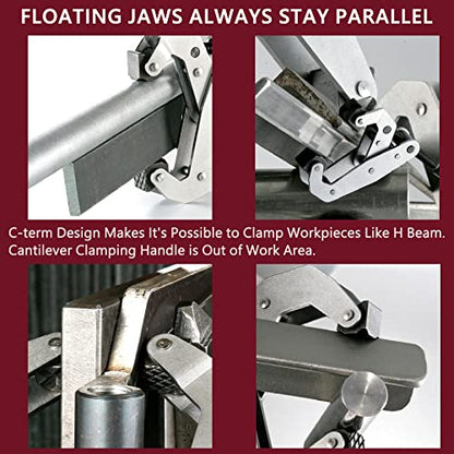 Cantilever No-Twist Deep Throat T-Handle Multi-Purpose Lever Clamp, CTC-1" - size: 1"