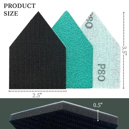 90mm x 65mm Triangle Sanding Sheet Assortment, Fits Milwaukee M12 Fuel Sanders, 60, 80, 120, 240, 400 Grit, Heavy-Duty Hook & Loop Film Sandpaper, Detail Sander Sandpaper and 1 Sanding Interface Pads - style: 50pcs(Mixed Grit)