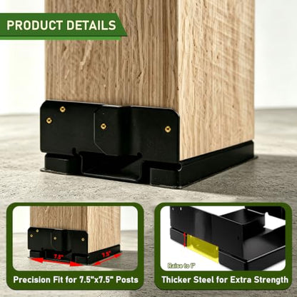 8x8 Post Base for Concrete, Inner Size 7.5"x7.5", 1 Pack, Black - color: Black, size: 8x8 1PCS
