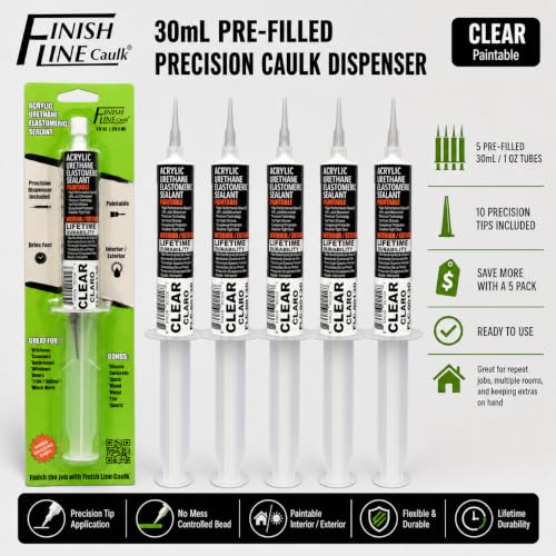 30mL Pre-Filled Precision Caulk Applicator Clear 5-Pack - color: Clear