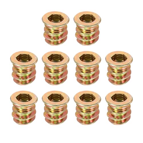 uxcell Wood Furniture M5x10mm Threaded Insert Nuts Interface Hex Socket Drive 20pcs - size: M5x10mm