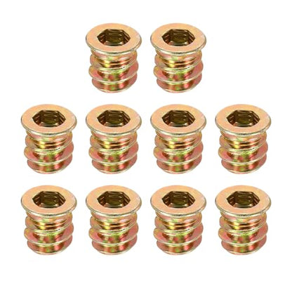 uxcell Wood Furniture M5x10mm Threaded Insert Nuts Interface Hex Socket Drive 20pcs - size: M5x10mm
