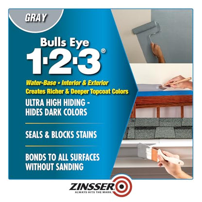 Zinsser 285085 Bulls Eye 1-2-3 All Surface Primer, Gallon, Gray - color: Gray, size: Gallon (Pack of 1)