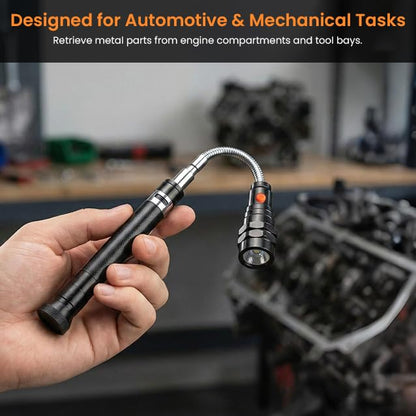 2026 Upgraded LED Telescoping Magnetic Pickup Tool with Flashlight, Flexible Neck Magnetic Grabber with 3 Bright LEDs, Extendable Pickup Stick for Screws Nuts Bolts Automotive DIY Repair