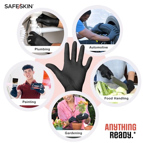 SAFESKIN Heavy Duty Nitrile Disposable Latex Free Gloves (40/160/1600 packs), Black Gloves for Food Prep, Cleaning, Mechanic - size: X-Large (Pack of 40), style: Pack of 40