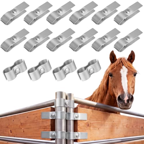 16 Pack 1-5/8" Horse Stall Panel Clamps Kit, Galvanized Steel