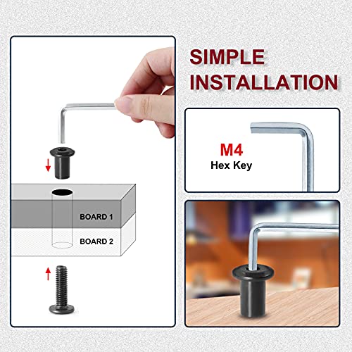 M6x20mm Hex Drive Socket Cap Bolt, Black, 10 Pair (20 Piece) - color: Black, size: M6x20mm