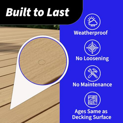 100 Plugs for Decking 1/4” Plug Deck Original TimberTech Azek PVC - Harvest Toasted Wheat