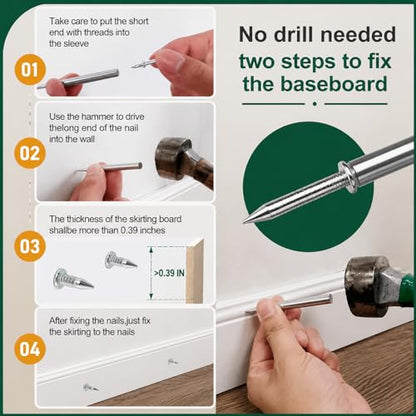 300PCS Double Headed Skirting Nails, Invisible Finish Nails with Tools