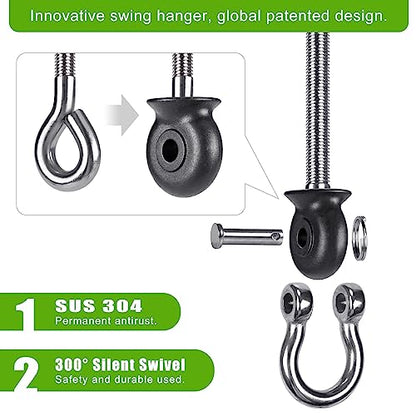 Dolibest Set of 6 Permanent Antirust Stainless Steel 304 Heavy Duty Swing Hangers, Playground Porch Yoga Seat,for Wood and Steel Beam Yoga Hammock Chair Punching 1500LB Capacity,180° Swing,9.64'' - color: 9.64'' - 6 Pcs