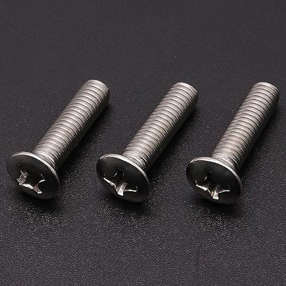 #6-32 x 3/8" (100 pcs) Oval Head Machine Screws, Cross Recess, ASME B18.6.3, 304 Stainless Steel, for Thin Metal Wall Plates & Electronics - size: #6-32 x 3/8"