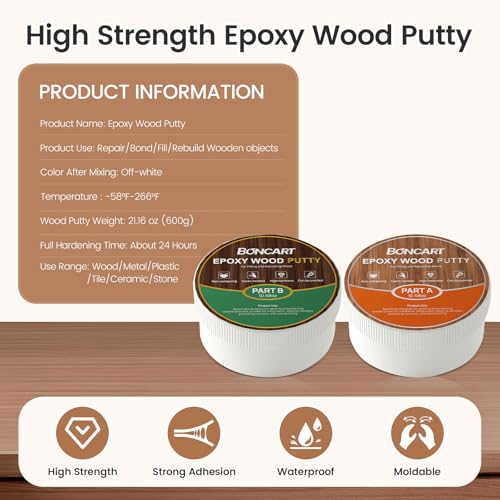 Boncart 21.16 oz 2-Part AB Epoxy Wood Putty - color: White