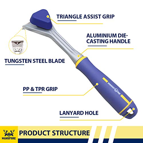 MANUFORE Paint Scraper with 2.5 Inch Double-edged Tungsten Steel Carbide Scraper with Extra 2 Blades