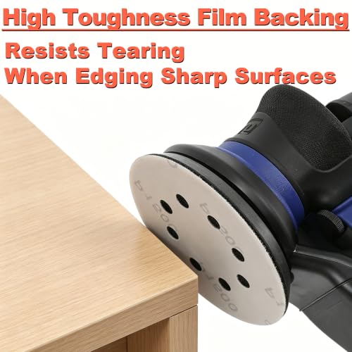 6 Inch Film Sanding Discs: 400 Grit No-Hole Hook and Loop Sandpaper Disc