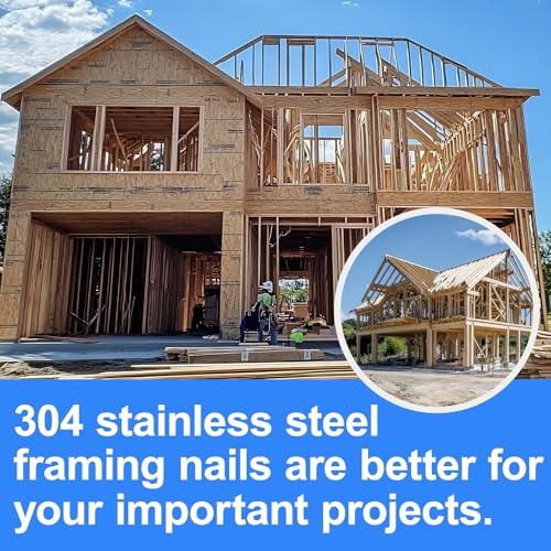 304 Stainless Steel 21 Degree 2-1/2 Inch Framing Nails,250-Pack - size: 2-1/2"--250 pcs