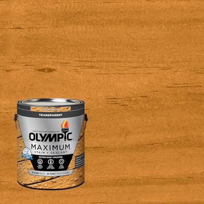 Olympic Maximum 1 gal Cedar Transparent Exterior Wood Stain & Sealer in One - color: Cedar, size: 1 Gallon, style: Transparent