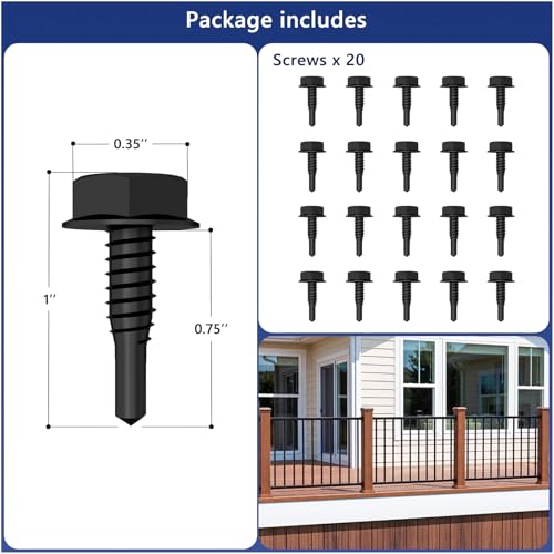 20 Pack Galvanized Steel Screws for Modular Deck Railing Kit - color: The Screws-20pcs