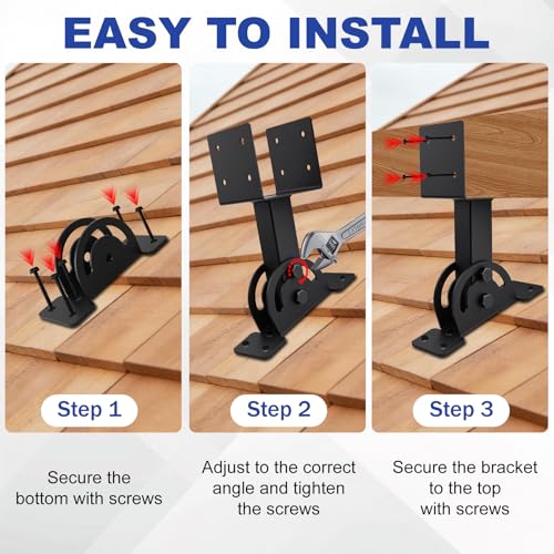 2 Pcs 4“x 4”Heavy Duty Roof Riser Brackets Kit - color: Black -4×4, size: Set 2