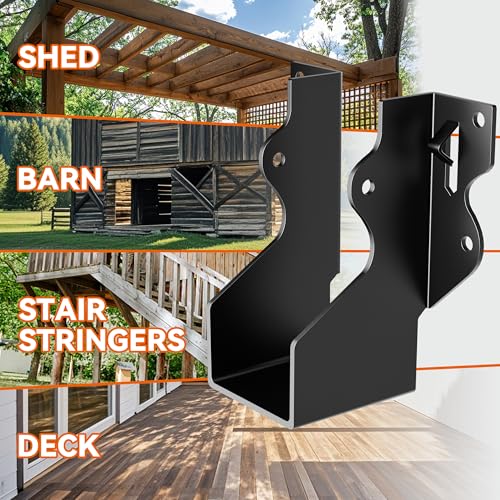 20 Pcs 2x4 Joist Hangers Black,18 Gauge Face Mount Joist Hangers 2x4 Deck, Rafter Brackets/Hanger, Hurricane Ties Brackets for Shed/Barn/Coop/Porch/Fence, Structurally Sound and Aesthetically Pleasing - size: 20 Pcs 2x4, style: Black Joist Hanger