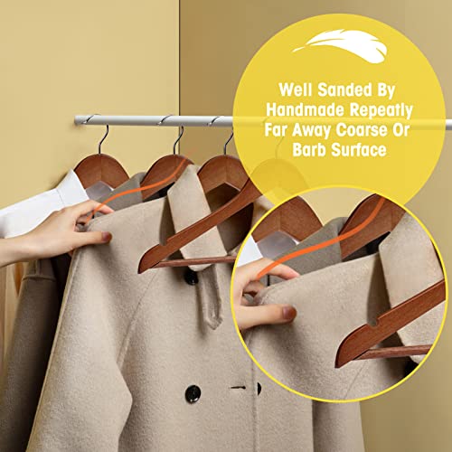 Wooden Hangers - 30 Pack - Clothes Hanger for Daily Used,Heavy Duty Wood Hangers with Precisely Cut Notches,Coat Hanger for Closet, Clothes Hangers for Shirt Suit Dress (Walnut) - color: Walnut