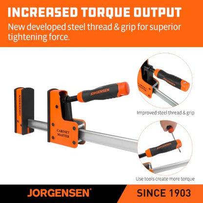 JORGENSEN 72-Inch Parallel Bar Clamps, 2-Pack Cabinet Master Bar Clamps - size: 72 Inch