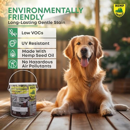 Premium Outdoor Wood Stain & Sealer, Semi-Transparent, UV Protection, Waterproof (Chestnut, 1 Gallon) - color: Chestnut, size: 1 Gallon