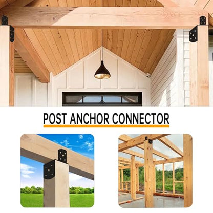 4 Pcs 4"x 6" Deck Post Caps Tie Brackets|Ineer Size (P6x6-B(4x4/4x6)) - size: 4"x 6" - 4 Pieces, style: Deck Post Caps Tie Brackets