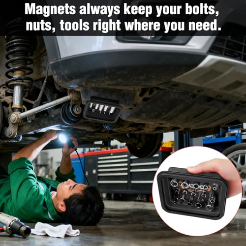 GOOACC 3 Sizes Collapsible Magnetic Parts Tray Set Black - color: Black