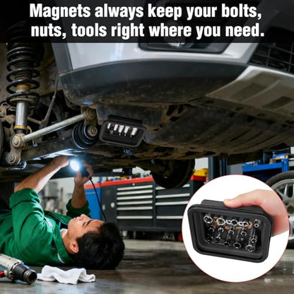 GOOACC 3 Sizes Collapsible Magnetic Parts Tray Set Black - color: Black