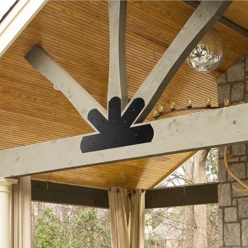 2PCS Gable Plate, 16.5"x11" Gable Bracket Pergola Truss Roof Plate Heavy Duty Carbon Steel Mending Plate for Repairing Fixing Connecting Wood Beam