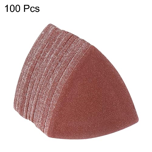 HARFINGTON 100pcs Triangular Hook & Loop Sandpapers 120 Grits 3-1/8" Aluminum Oxide Sanding Pads Random Orbital Mouse Detail Sander Papers Oscillating Multi Tool Sheets - size: 120 Grits
