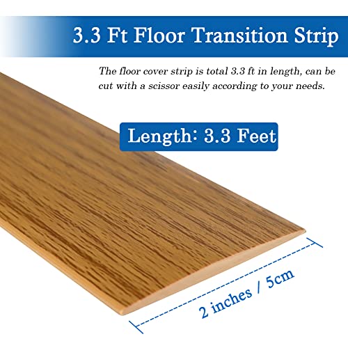 FONUNO Vinyl Floor Transition Strip Self Adhesive Threshold Strip 2" W - color: Light Brown, size: 5cm, 3.3Ft