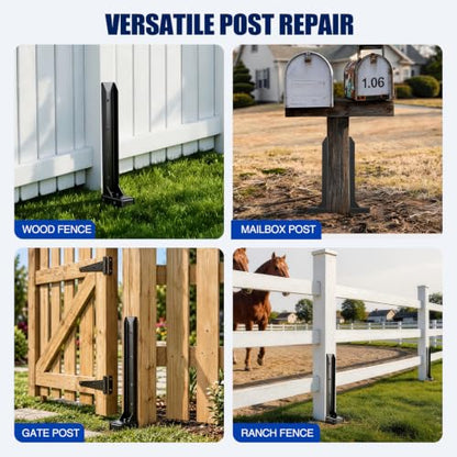Fence Post Repair Kit 33" 4 Pack, Fix Leaning 4x4/6x6 Wood Posts
