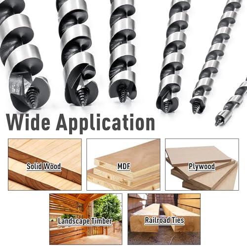 5/8 Inch x 12 Inch Long Ship Auger Drill Bit Set for Wood - size: 5/8"x12"