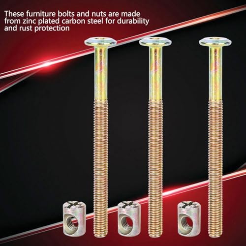 Nuts, Zinc Plated Carbon Steel Fasteners for Wood Furniture Assembly, Chazcool Cross Dowel Set for Cots Beds Chair Spare Connector Parts(M6*90mm) - size: M6*90mm