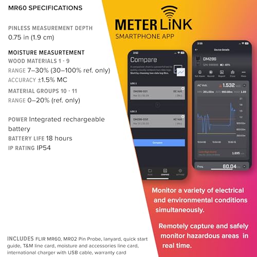 Flir MR60 Moisture Meter Pro, Pin and Pinless, Color Display - style: MR60