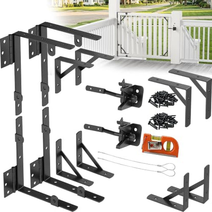 Wooden Gate Hardware Kit, Heavy Duty Anti Sag Outdoor Wood Corner Bracket