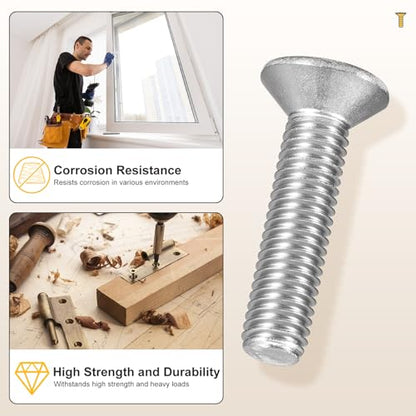 METALLIXITY #2-56x3/8 Phillips Flat Head Bolts 304 Silver 50Pcs - color: Silver, size: #2-56x3/8"