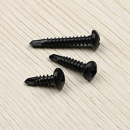 410 Stainless Steel #8 Self Drilling TEK Screw Assortment Kit, Pan Head Self Tapping Sheet Metal Screws, Length 1/2" 3/4" 1" 150 PCS - Black Oxide (Pack of 3) - size: #8 Pan Head (Pack of 3)