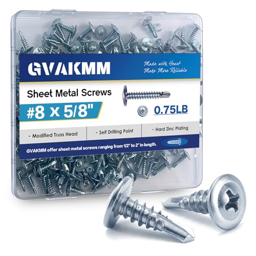 0.75LB (250pcs),#8x5/8''Sheet Metal Self-Tapping Screws,Modified Truss Head Zinc-Plated Self-Drilling Tek Screws,Ideal for Wood,Metal,Plastic and More(5/8 Inch,16mm,250Pcs) - size: #8x5/8 inch