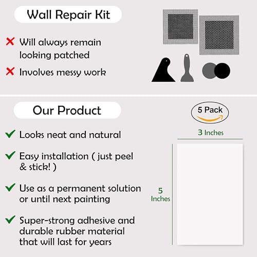 Rubber Bond Self-Adhesive Rubber Wall Outlet Cover Plate 5 Pack - Easy to Apply Peel & Stick Drywall Hole Patch - 5x3 Inch Screwless Blank Wall Plate Cover - Premium Rubber Wall Hole Cover (White) - color: White, size: 5x3 Inch Rectangular