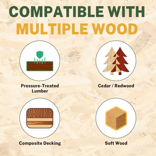 LIONMAX Wood Screws 1-1/2 Inch, Deck Screws #8 x 1-1/2", 300 PCS, Brown - color: Brown, size: #8 x 1-1/2"