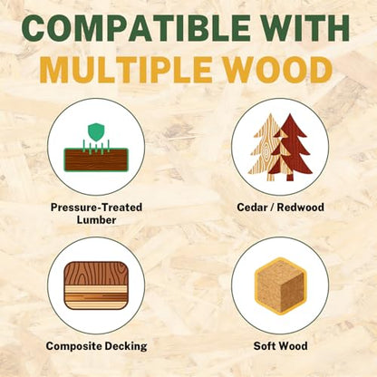 LIONMAX Wood Screws 1-1/2 Inch, Deck Screws #8 x 1-1/2", 300 PCS, Brown - color: Brown, size: #8 x 1-1/2"
