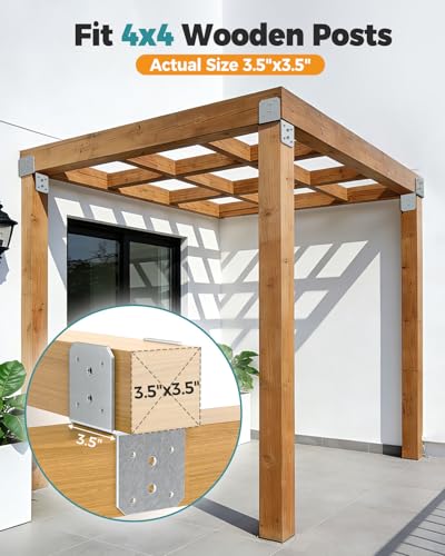4x4 Pergola Post & Joist Anchor Bracket Kit Galvanized 4-Pack - color: Galvanized-4 Pcs