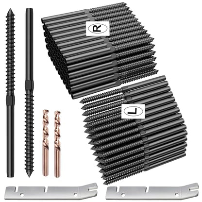 BLIKA 100 Pack 1/8" Black Cable Railing Kit Left &Right Swage Lag Screws - color: Black